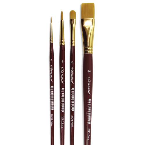 Léonard Synthetikpinsel-Set Serie 20, 4er-Set Acrylpinsel