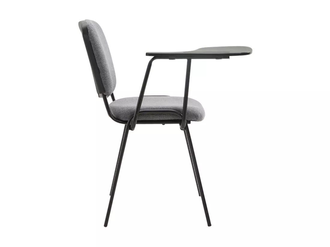 Lot de 4 Chaise de conférence - Tissu & Métal noir mat - Gris - Ken