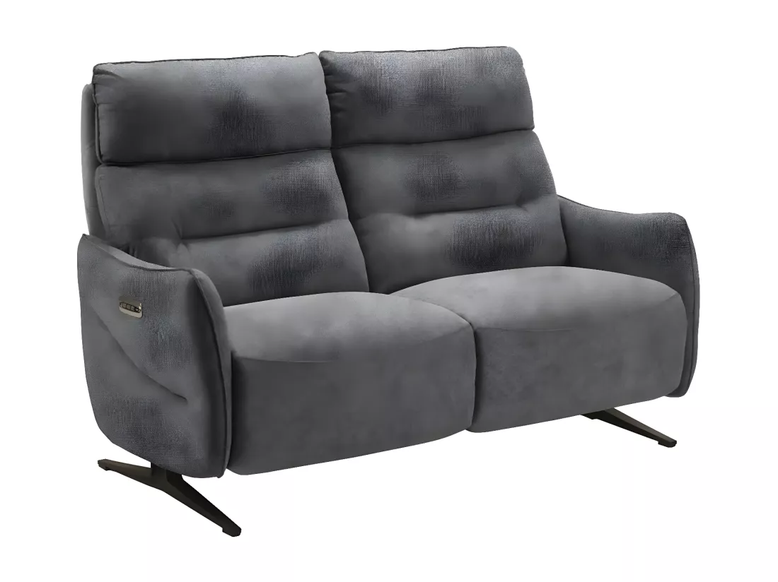 Canapé de relaxation en microfibre Kondonia-Couleur Gris-Système Fixe - sans relax-2 places