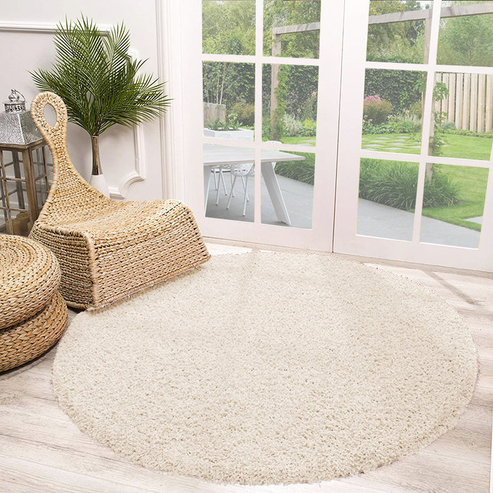 Rond Hoogpolig vloerkleed - Solid Wit