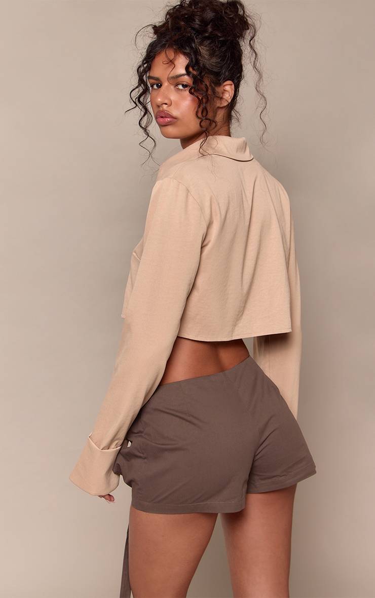 Dark Charcoal Jupe-short En Coton Avec Détail De Bordure Enveloppante