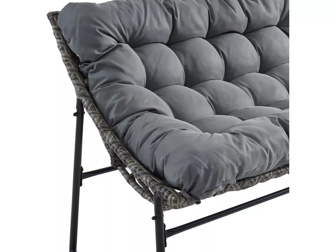 Salon de jardin en résine tressée : 1 canapé 2 places, 2 fauteuils et une table basse - Gris anthracite - JONAH de MYLIA