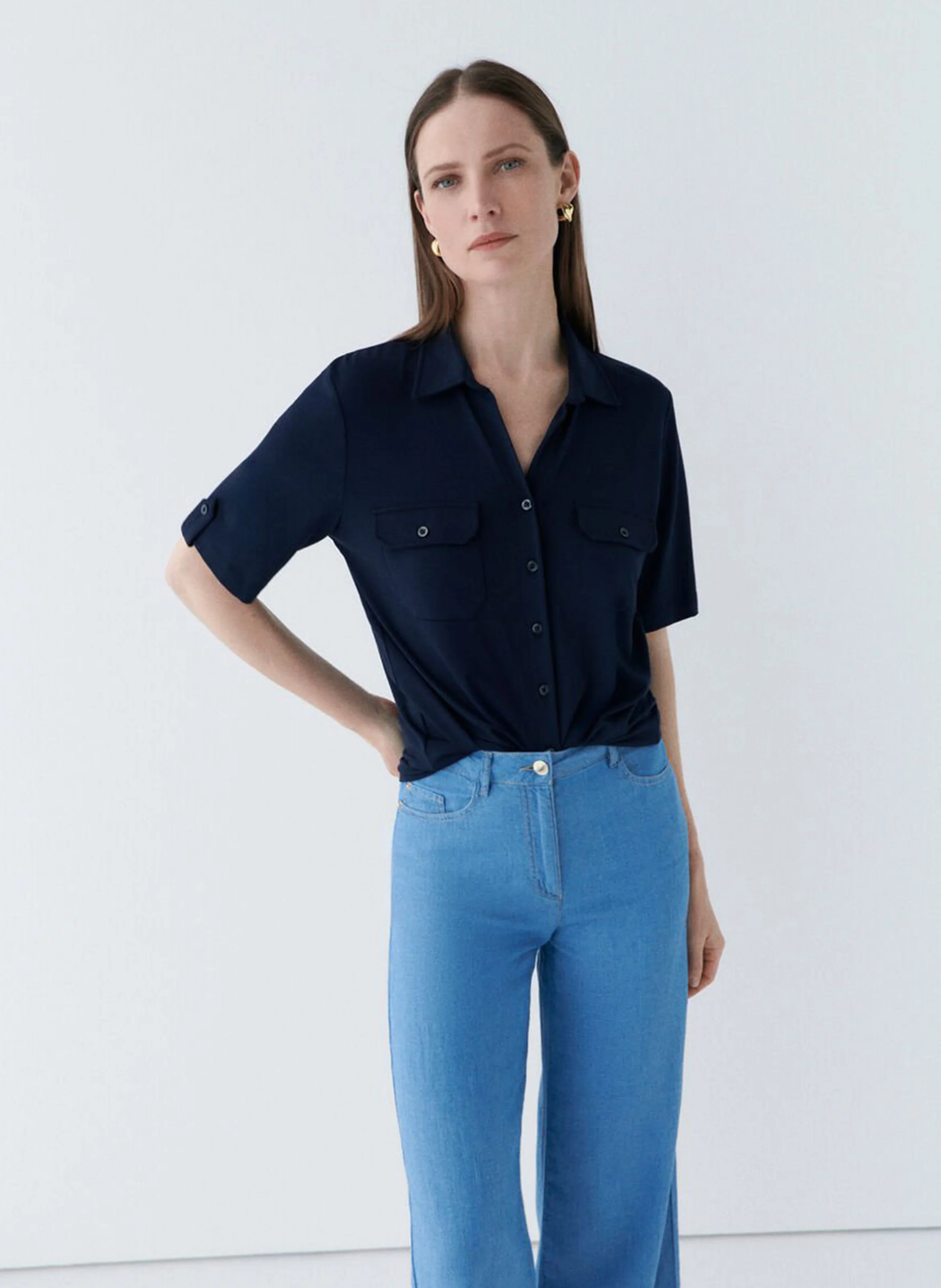 TESTELO - Tee-shirt col classique | Bleu
