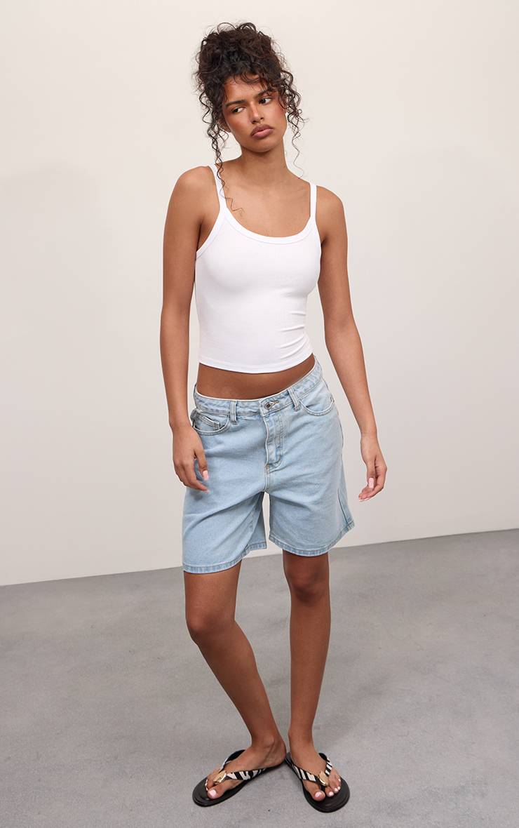 Bleu Clair Short En Jean Taille Basse