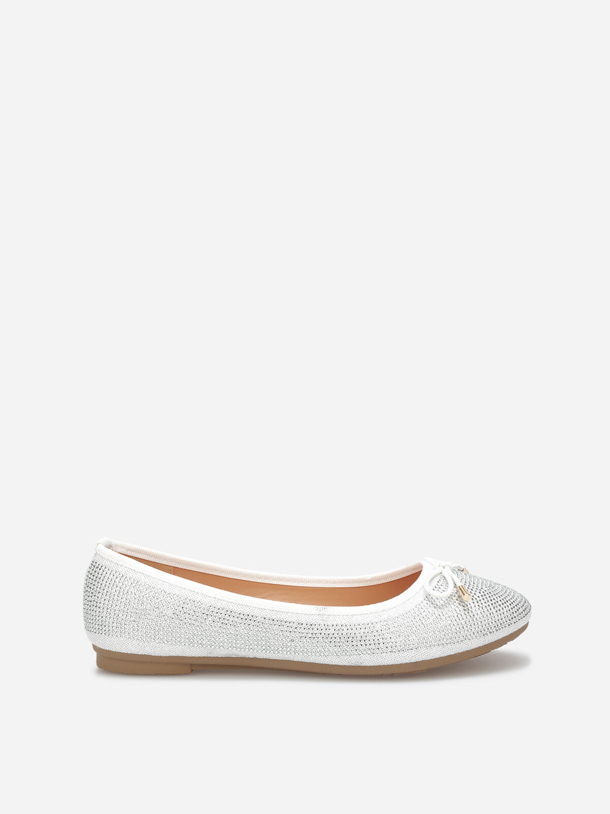 Ballerines à strass et nœud- Blanc