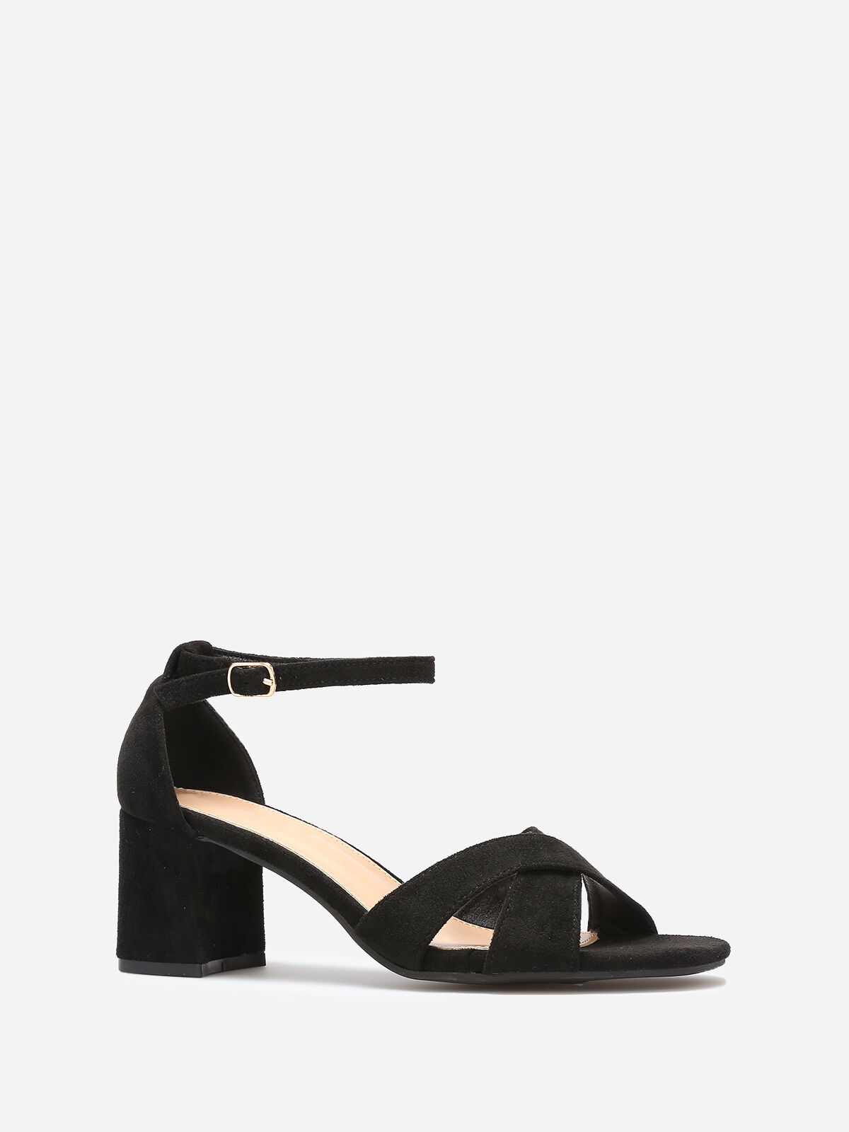 Sandales en suédine à brides croisées- Noir