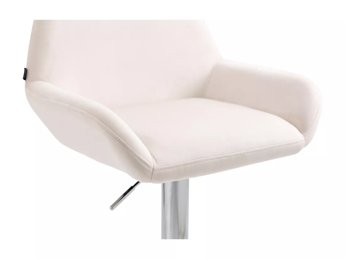 Lot de 2 Tabouret de bar - Velours - Crème - Braga