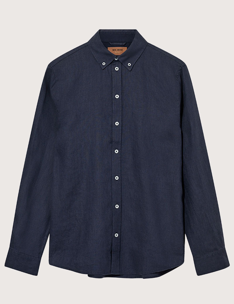 MOS MOSH CHEMISE HOMME MANCHES LONGUES EN LIN THEO INDIGO