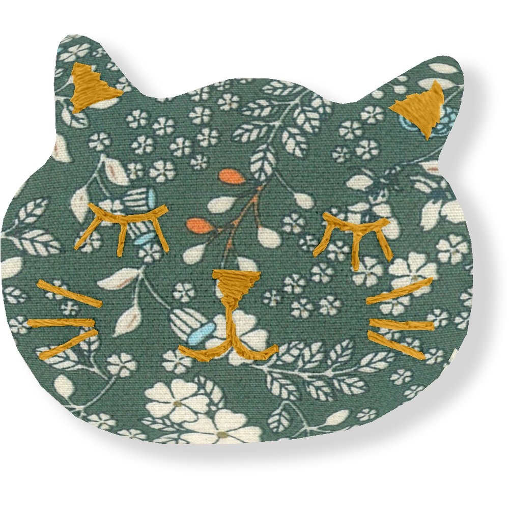 Barrette Miaou Fleuri Kaki