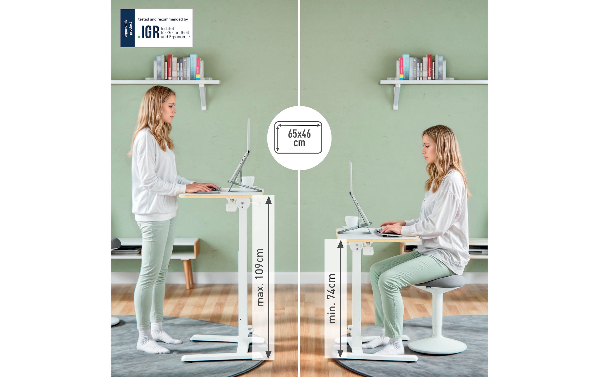 LEITZ Stehtisch »Ergo höhenverstellbar 65 cm x 46 cm«