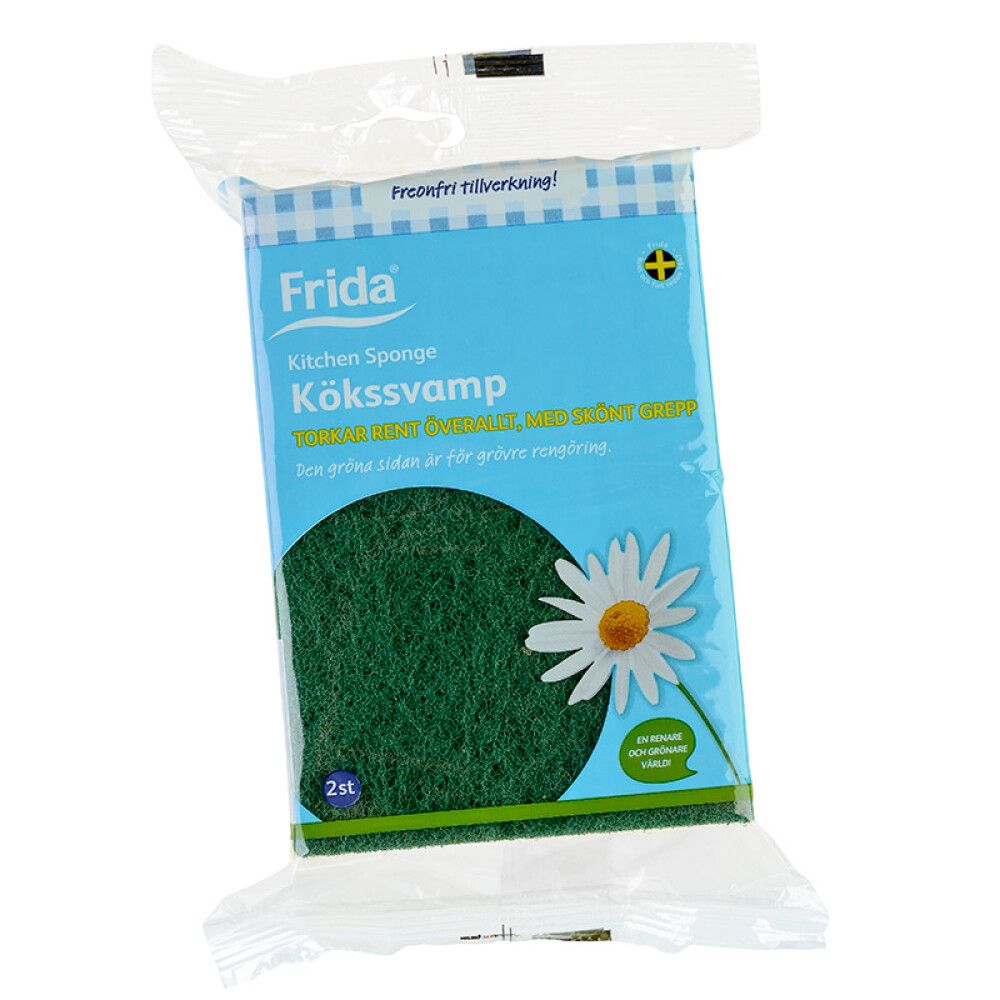 KJØKKENSVAMP FRIDA GUL/GRØNN 2-PK