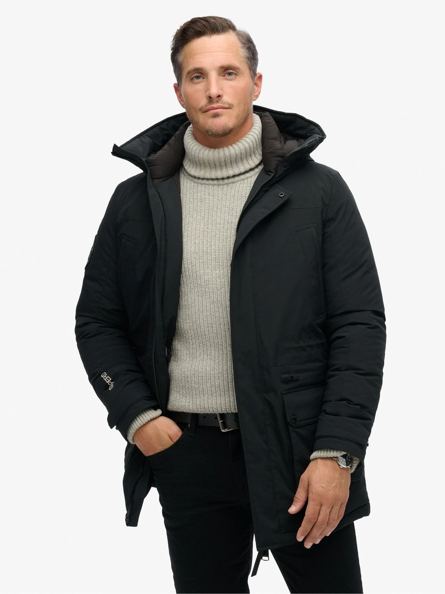 Zwart - Superdry City gewatteerde parkajas