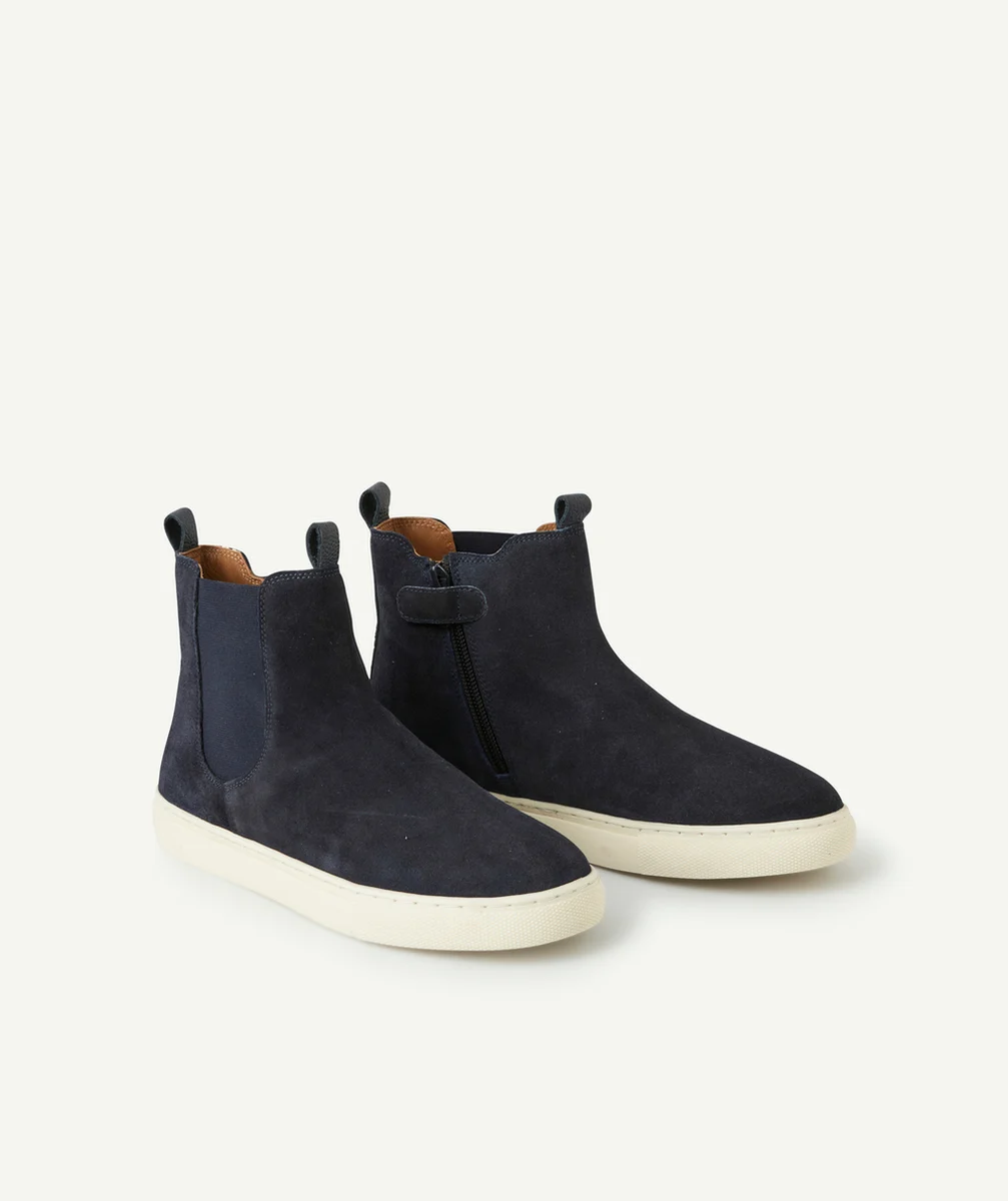 BOTTES GARÇON EN CUIR BLEU FONCÉ