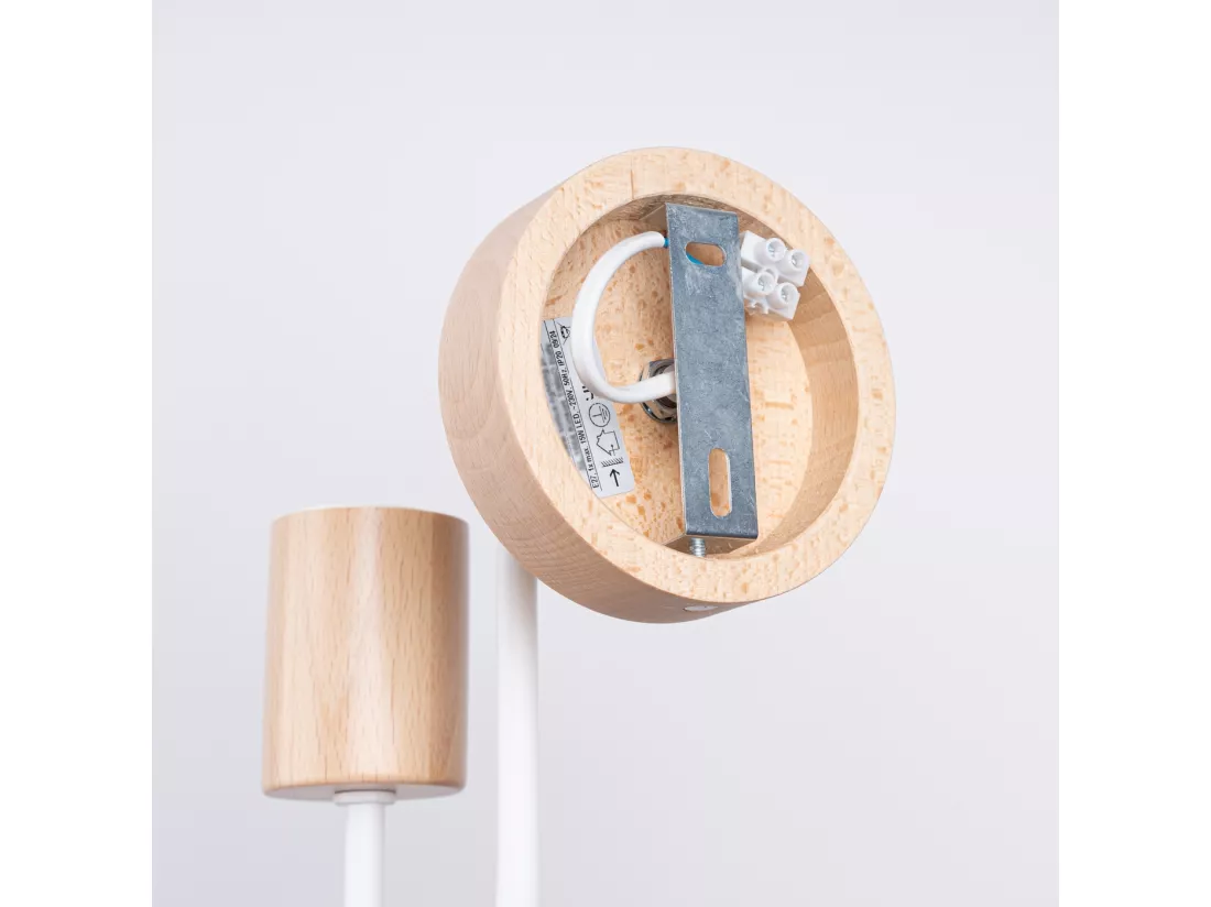 Applique Timbo grenier en acier/bois - 1 sources lumineuses - L.8 x H.18,5 cm - blanc/bois naturel