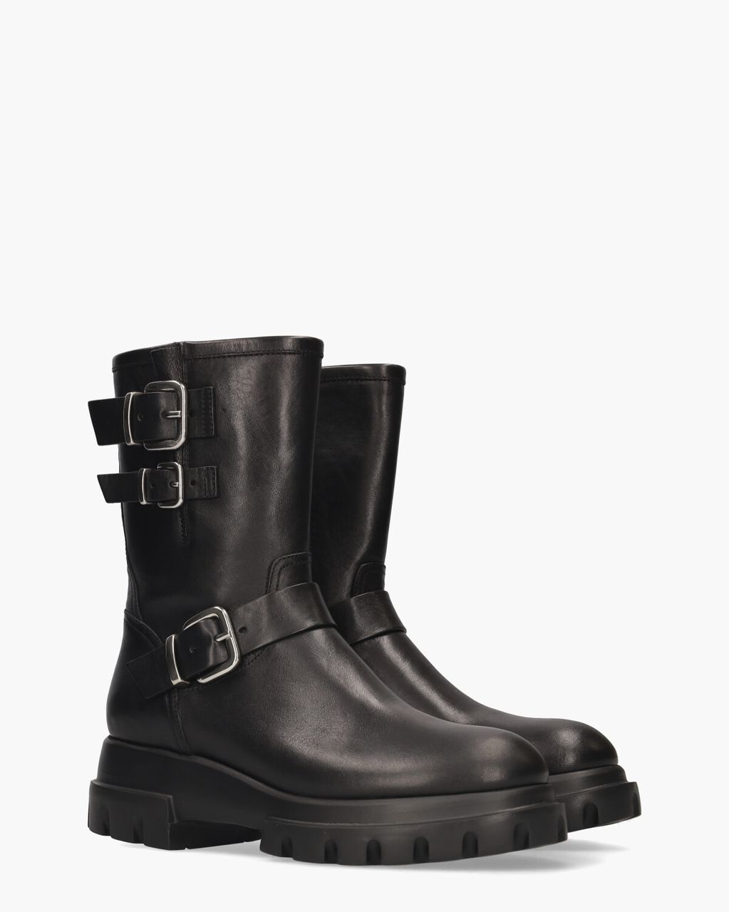 AGL Chunky Biker Zwart Dames Enkellaarsjes