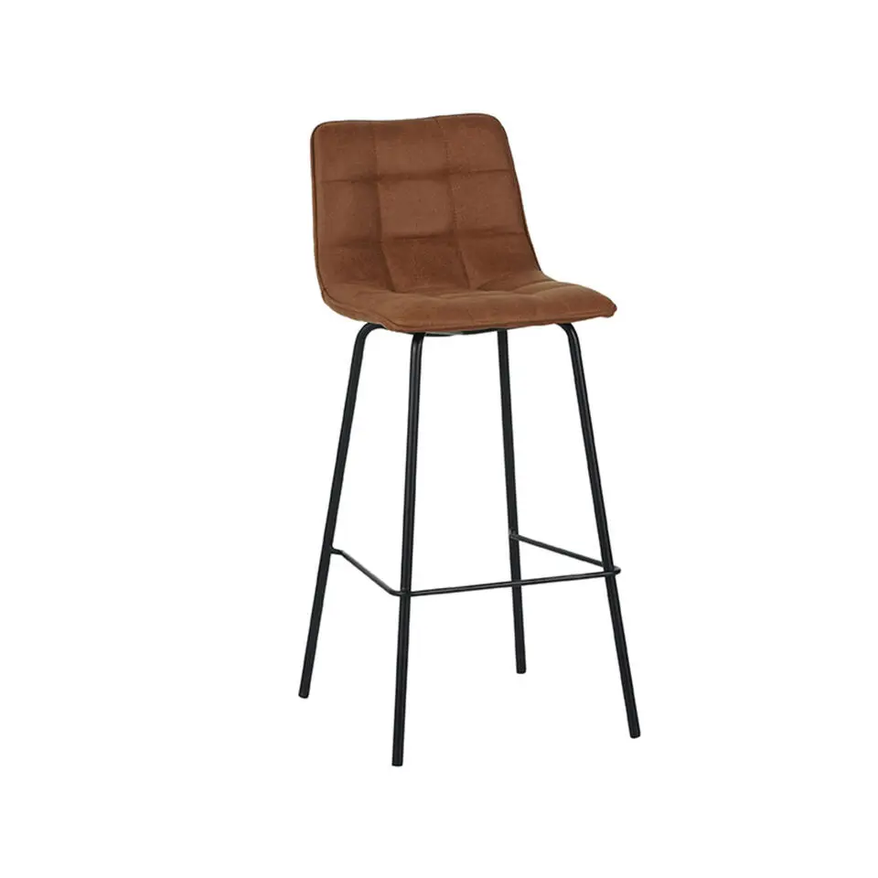 LABEL51 Barkruk Bistro - Cognac - Micro Suede - set van 2