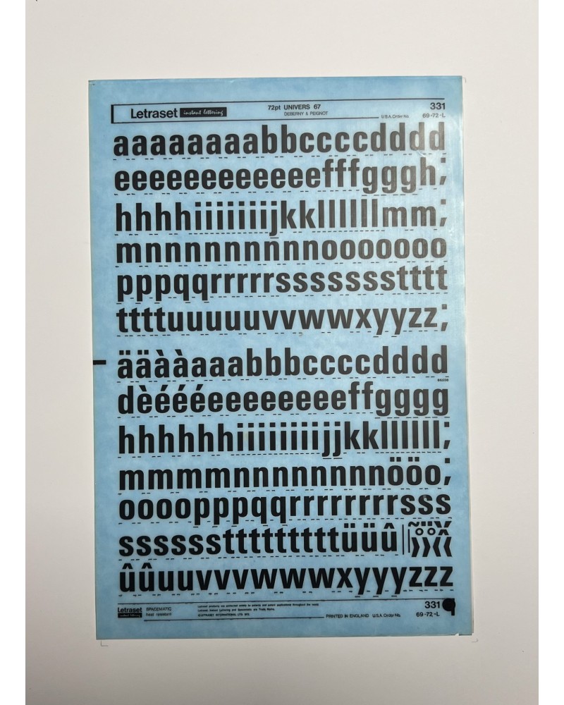 Letraset 331 - UNIVERS 67 -72pt