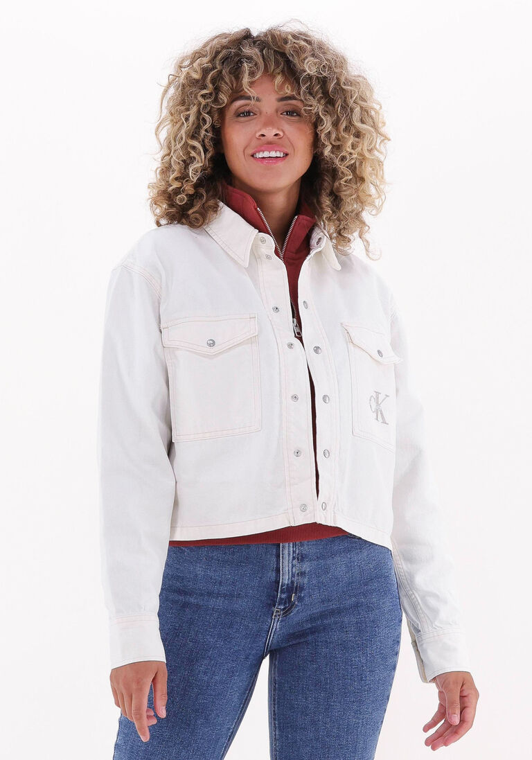 CALVIN KLEIN witte calvin klein spijkerjas cropped utility shirt