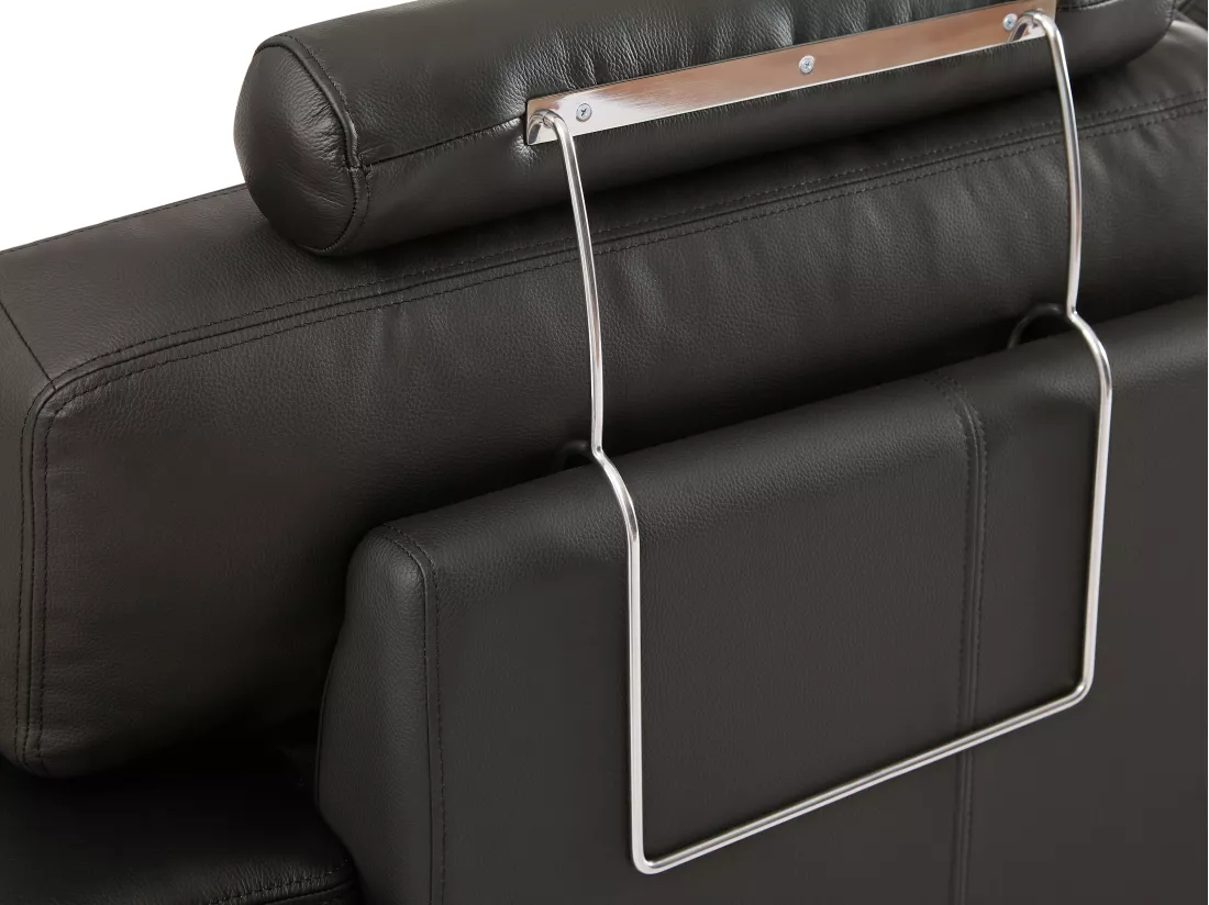 Canapé d'angle et pouf en cuir METROPOLITAN II - Noir - Angle gauche