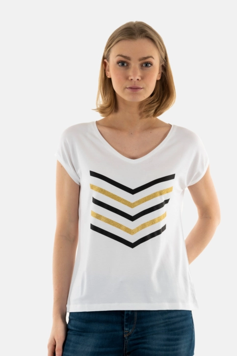 Tee shirt hbt justine 10ng blanc/noir gold