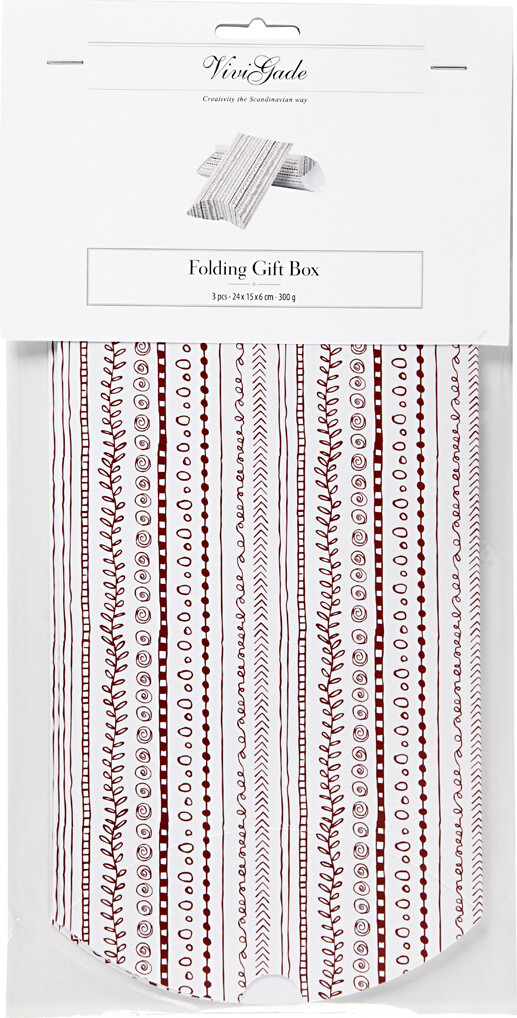 Gaveæske - Doodles - Str. 18X15X6 CM - 300 G - Rød - 3 Stk