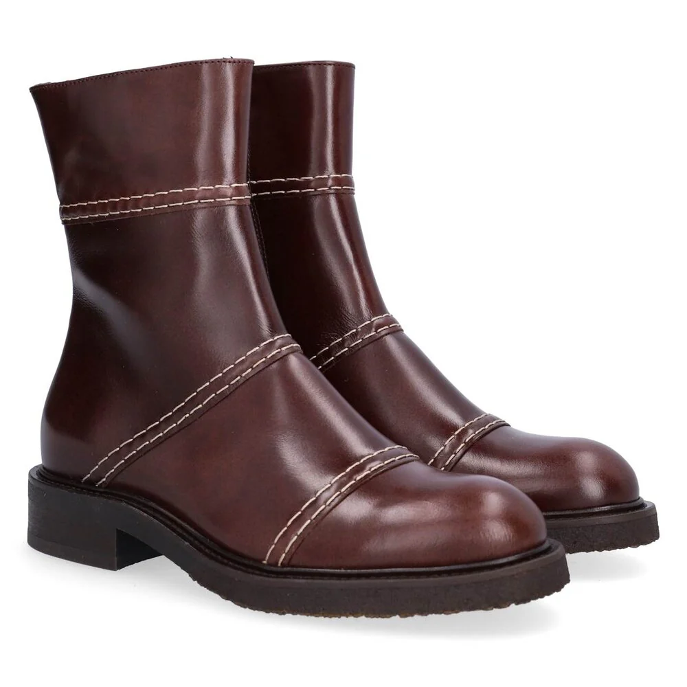 Billi Bi  A7123 Støvle med stikninger - Brown rustic oil