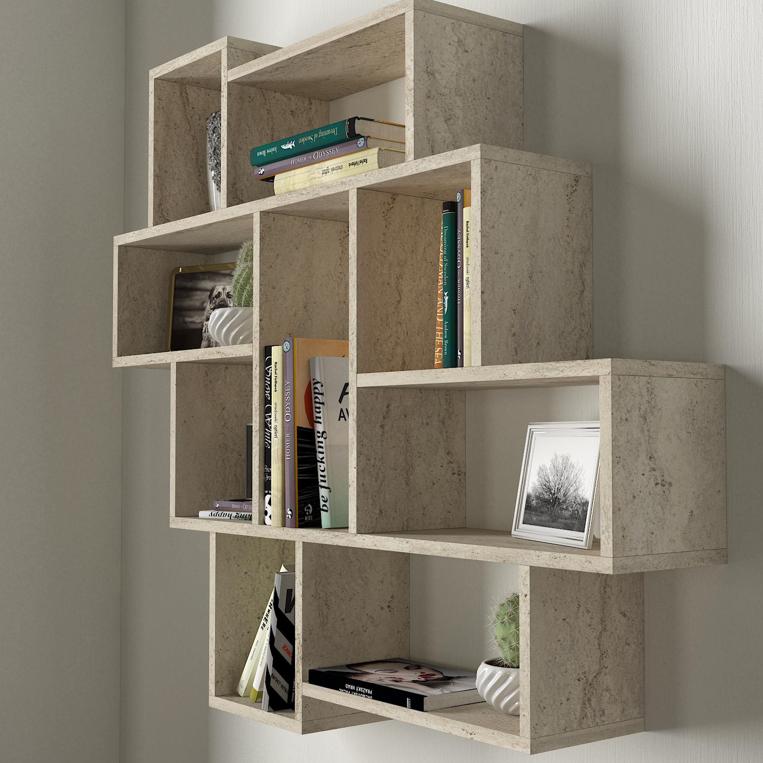 Wandregal - beige-Granit Optik - 115 cm