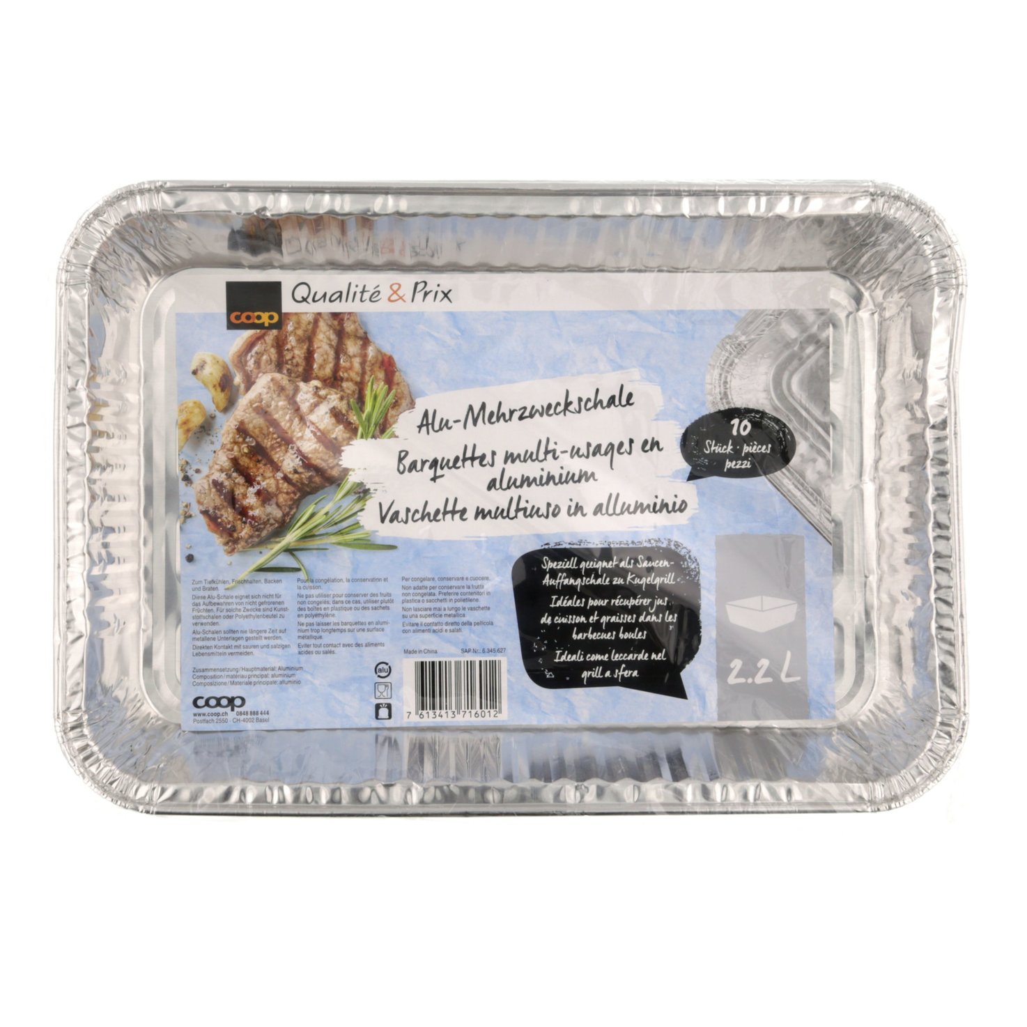 Alu-Schalen 2.2 Liter 10 Stück