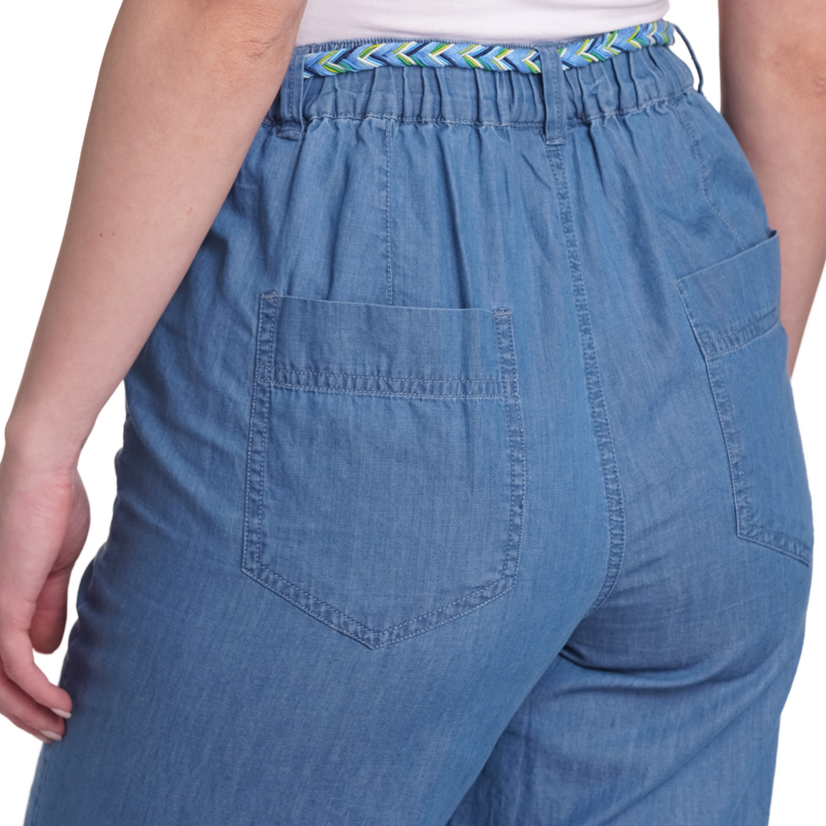 Gina 7/8 Damen Culotte mit Gürtelband blau