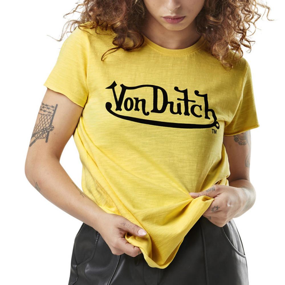 Von Dutch T-shirt Jaune Femme Von Dutch Slub