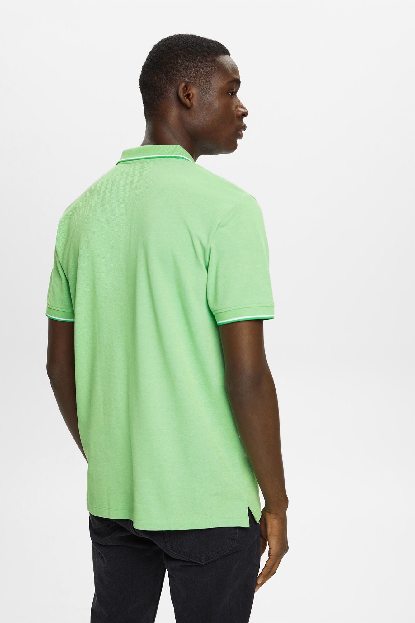 Camisa polo de piqué de algodão de manga curta - Verde
