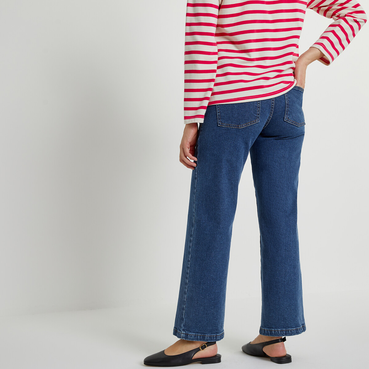 COLEÇÕES LA REDOUTE<br>Calça jeans de maternidade larga, faixa na cintura