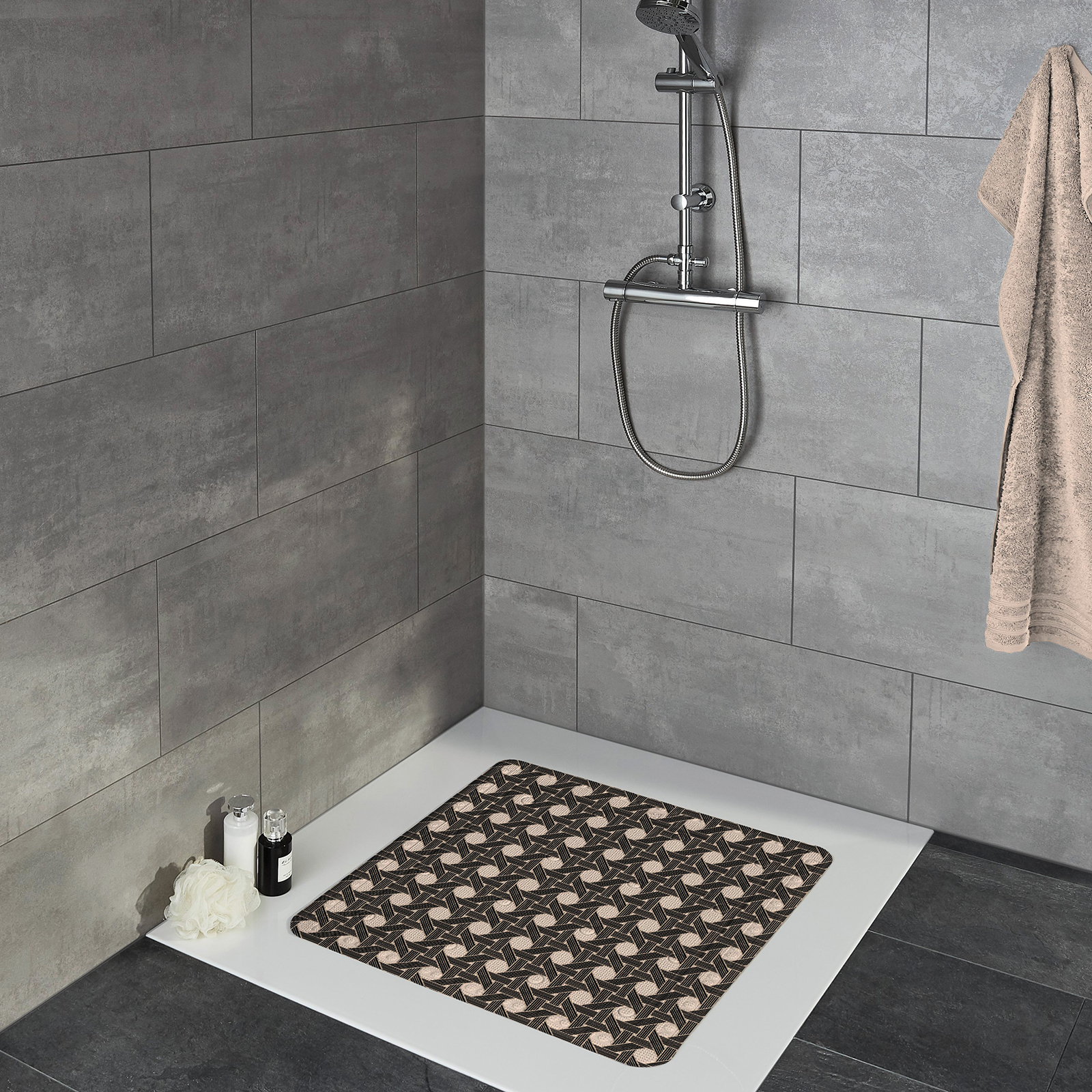 Kleine Wolke Duscheinlage - taupe-schwarz - 55x55 cm