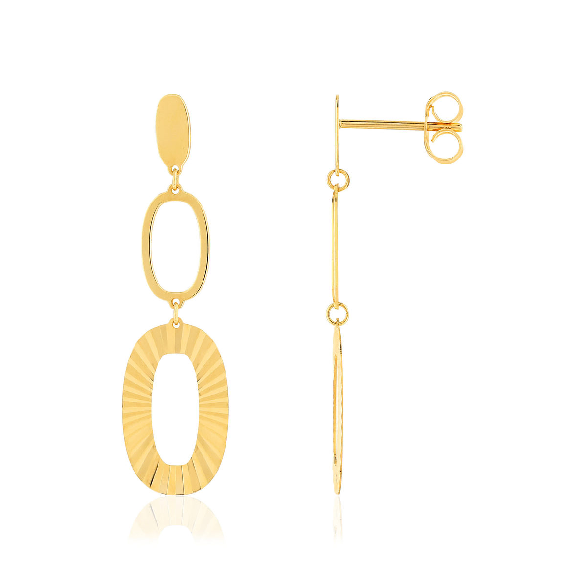 Boucles d'oreilles or jaune 750 effet ciselé