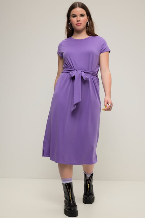 Midikleid, A-Line, Jersey, Rundhals, Halbarm