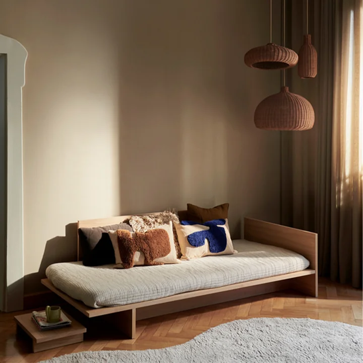 Ferm Living - Lay Kissen 50 x 50 cm, sand / dunkelbraun