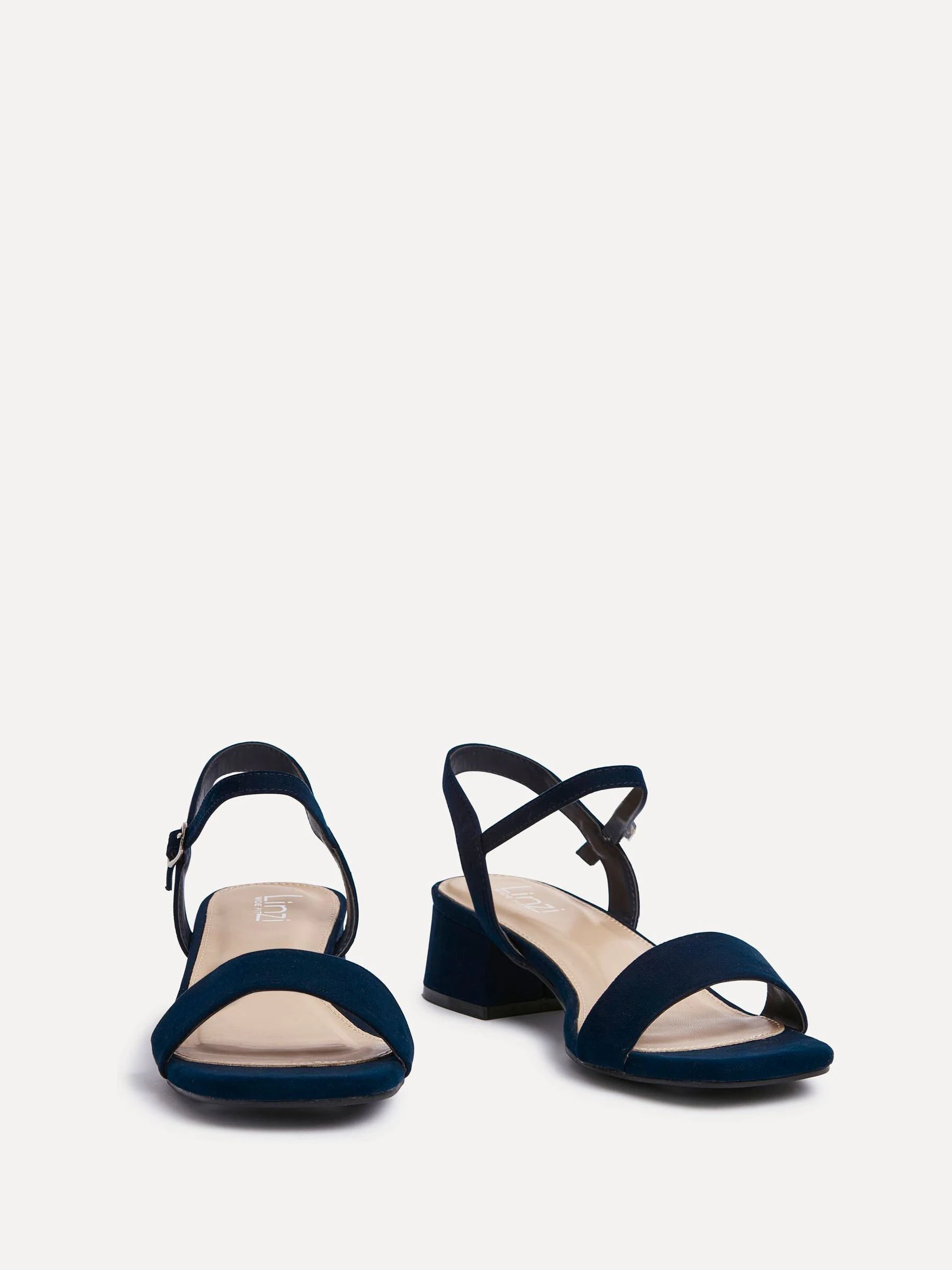 Blauw - Linzi Wide Fit Carlie Low Chunky Block Heeled Sandals