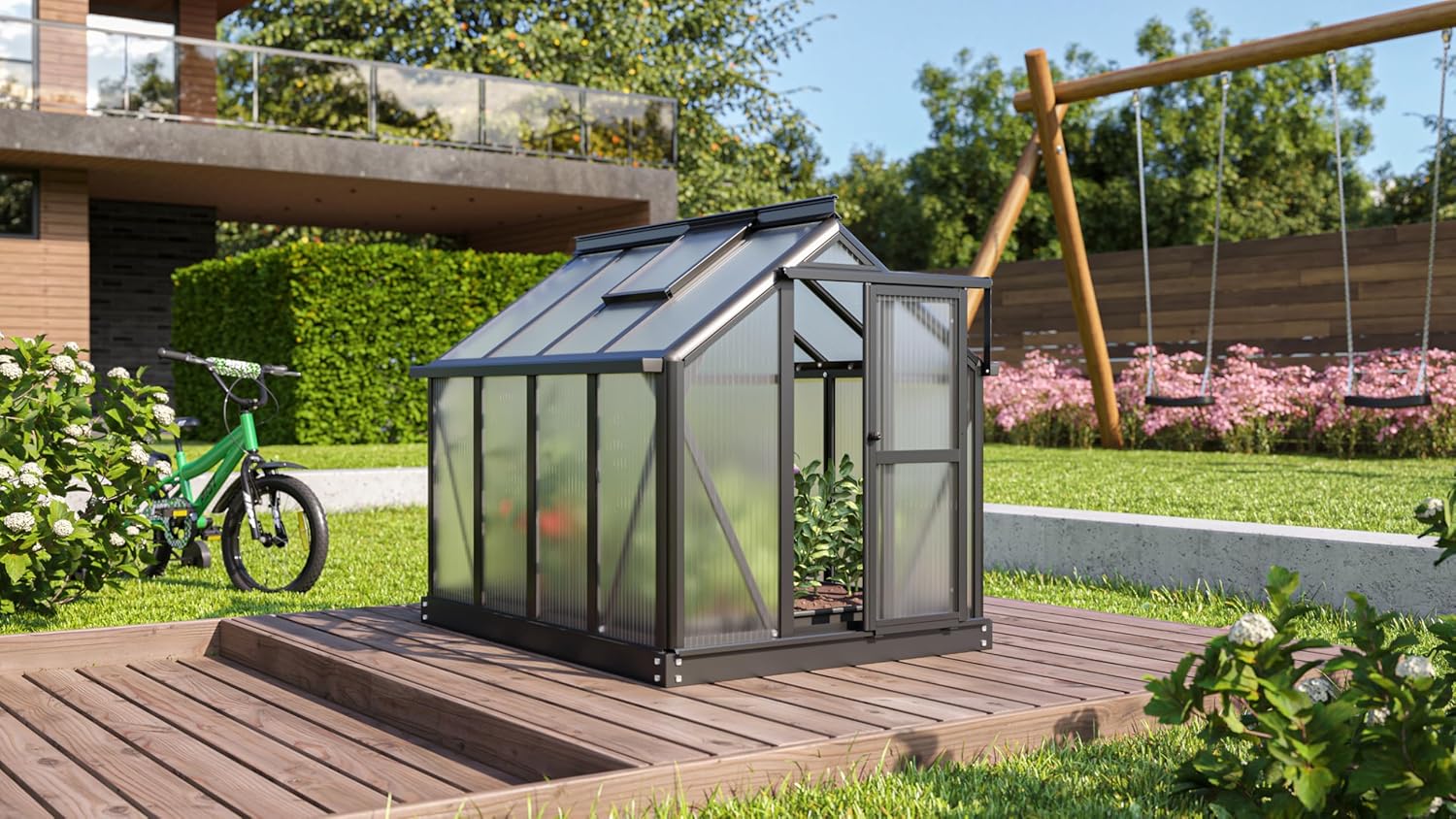 Vitavia Minigewächshaus Merlin, schwarz, HKP ca. 4mm | Wetterfestes & stabiles Treibhaus | Perfekt für Gemüse & Pflanzen | Robust & langlebig