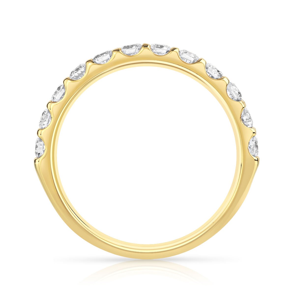 Alliance demi-T or 750 jaune diamants synthétiques 0.50 carat