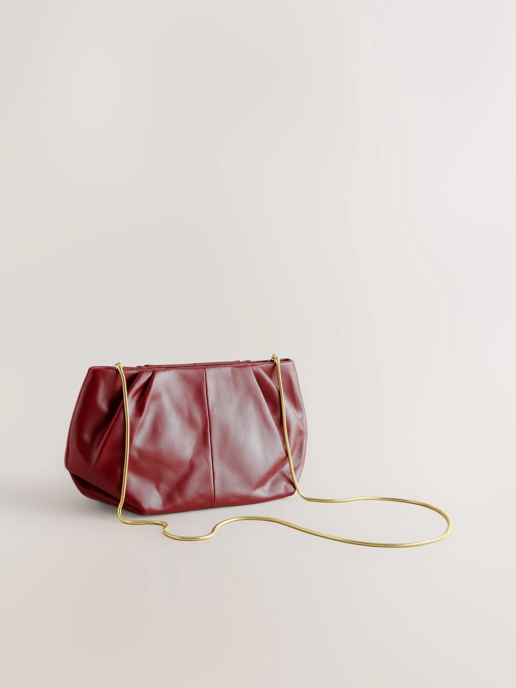 Rood - Leren clutch met drukknoop