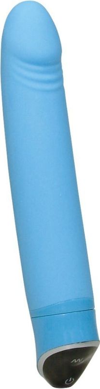 Sweet Smile – ‘Smile Happy’ Licht Gebogen Vibrator met Penis Vorm Voor Erotische Momenten - Blauw