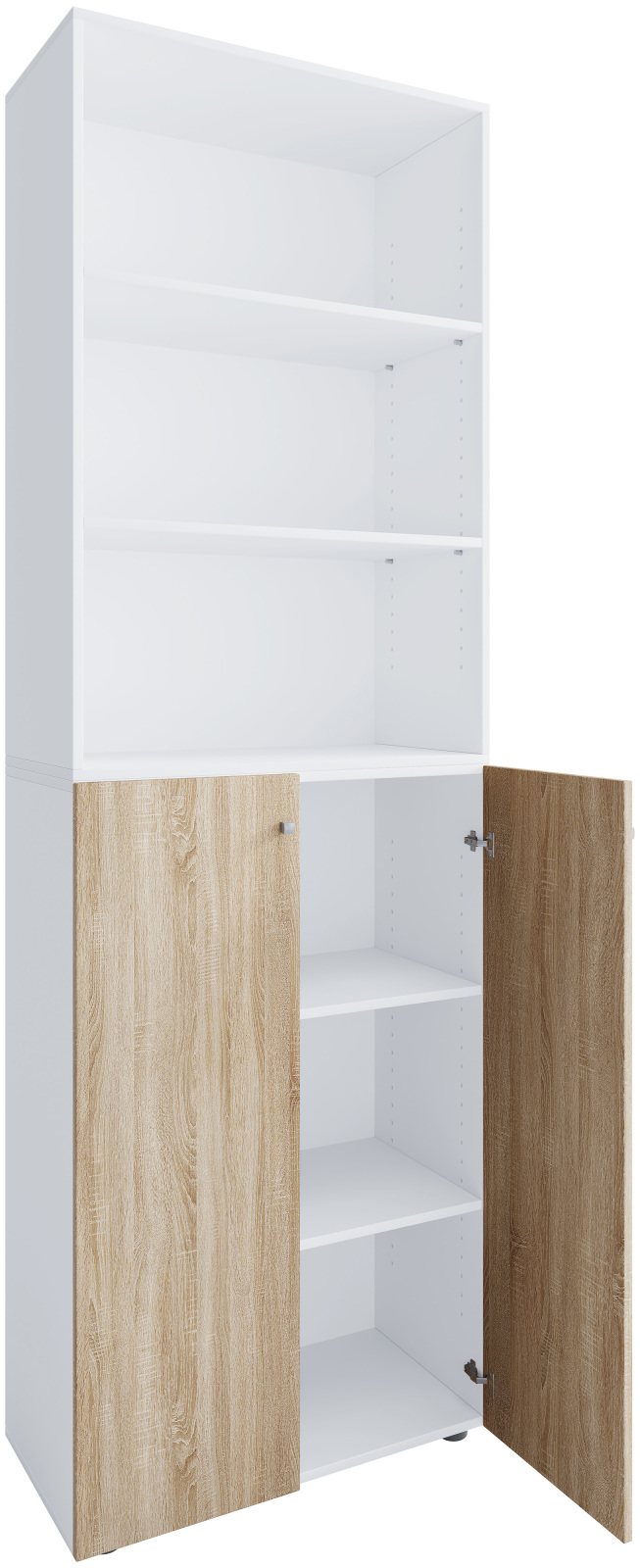 Schuhschrank LONA XL - weiß - Sonoma Eiche - 3 offene Fächer