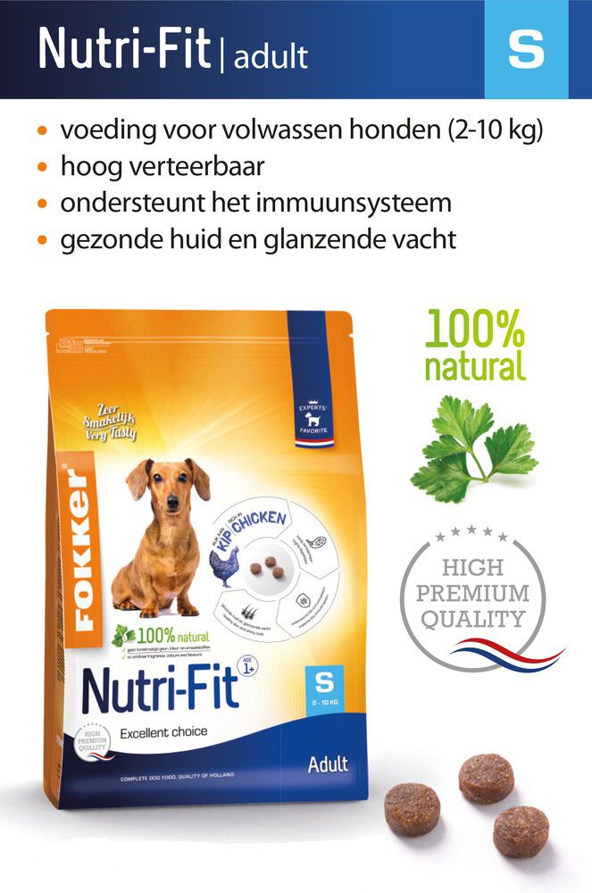 Fokker Nutri-Fit S - Hondenvoer - 7 Kilogram - kip, rijst
