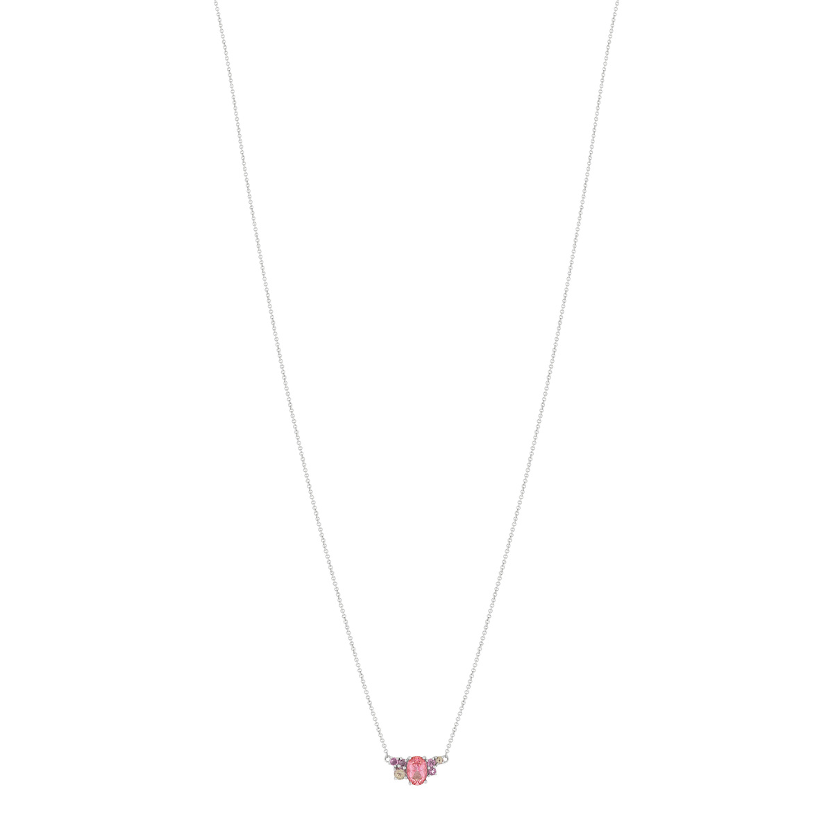 Collier or blanc 375 pierres fines 45 cm