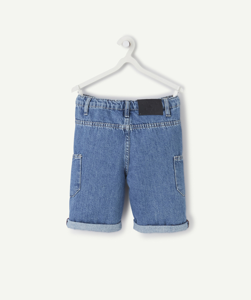 LE BERMUDA DROIT EN JEAN AUX POCHES CARGOS