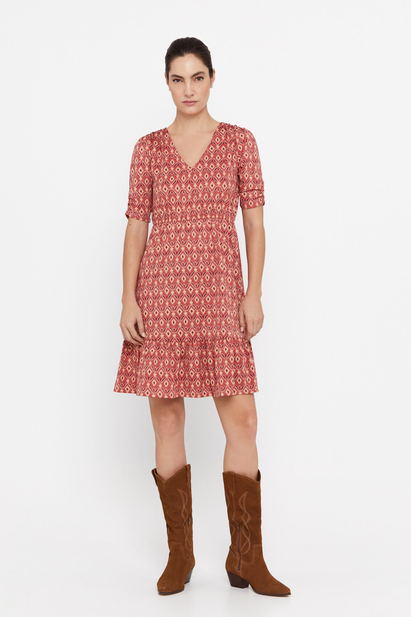 Vestido de malha estampado - Estampa branca