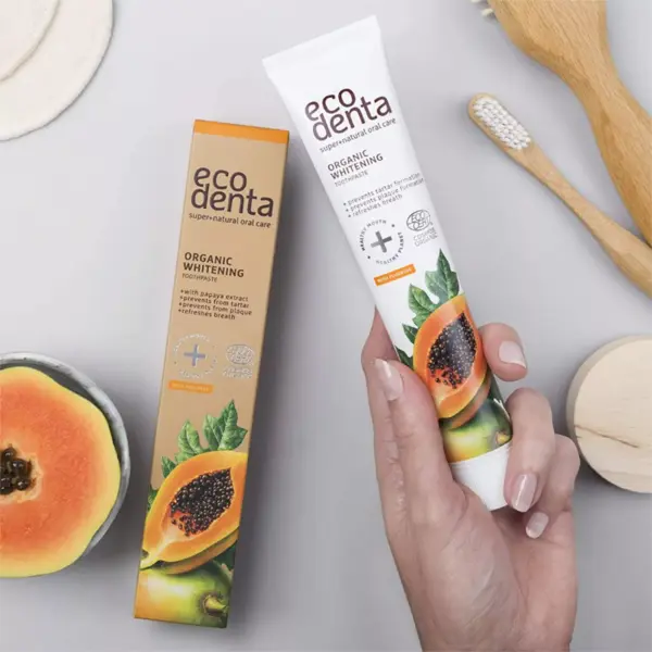 Pasta de dentes clareadora orgânica Ecodenta com mamão papaia 75ml