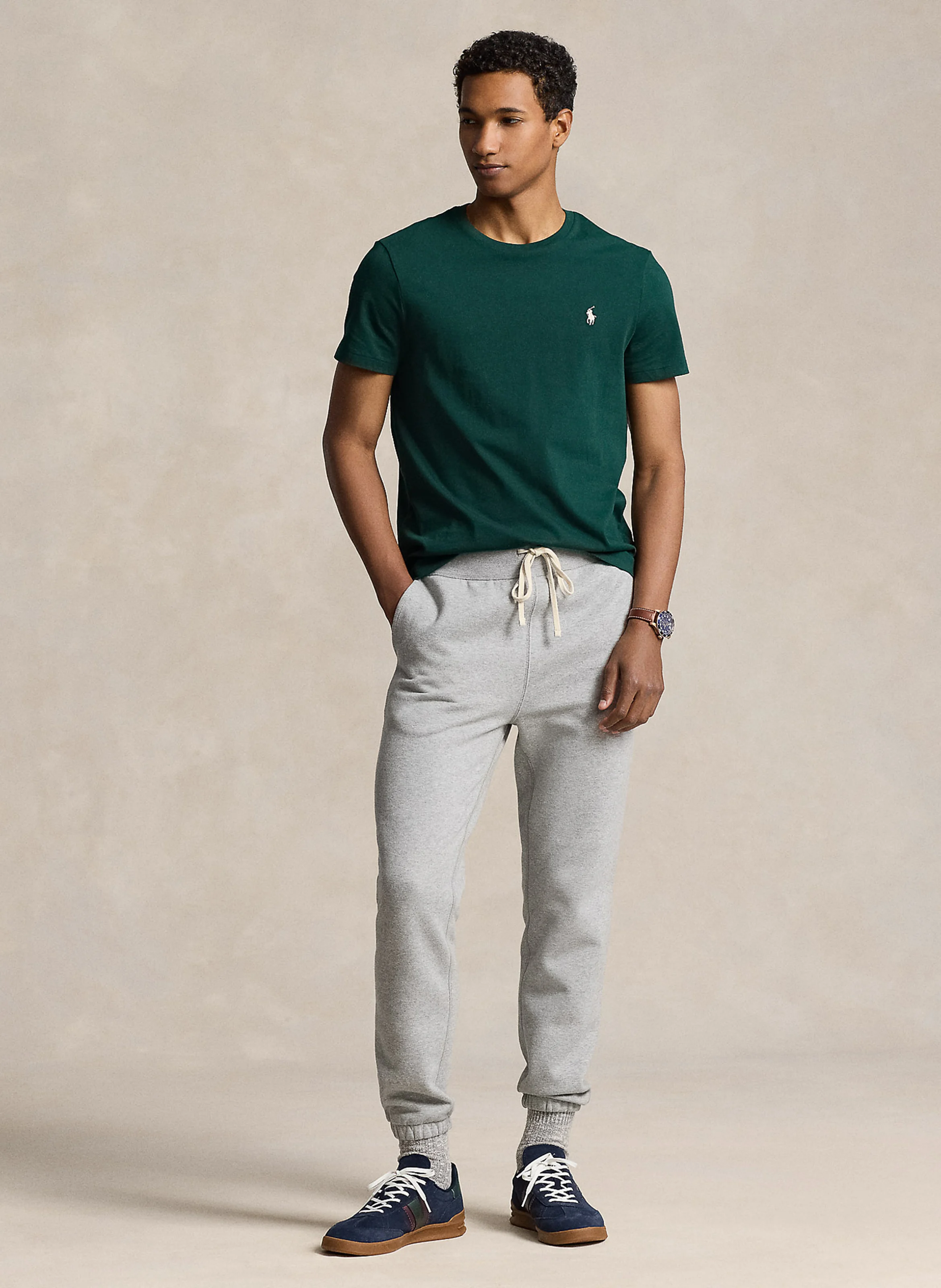 Tee-shirt col rond regular-fit en coton | Vert