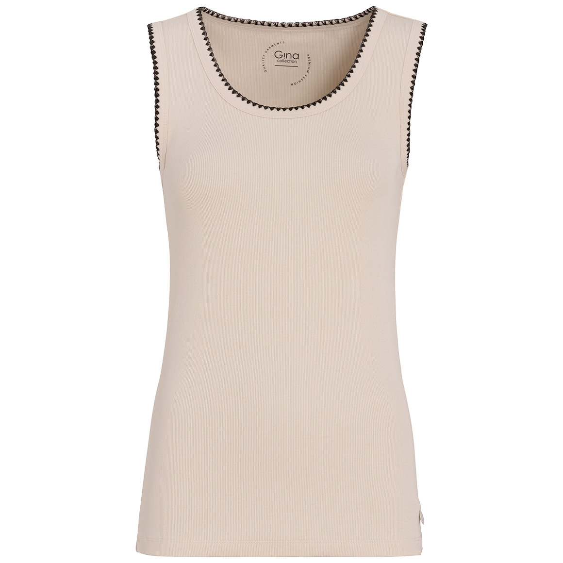 Gina Collection Damen Top mit Rippstruktur creme