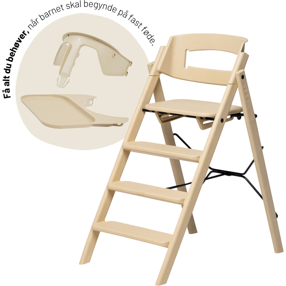 Køb KAOS Desert Sand Klapp Højstol Recycled Med KLAPP® Sikkerhedsbøjle Og Bakke Bundle